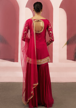 Ease-Pink Embroidered Sharara Set-INDIASPOPUP.COM