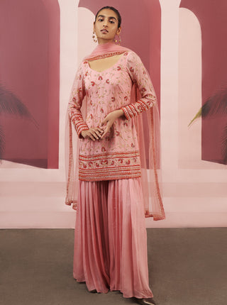 Ease-Pink Kurta Sharara Set-INDIASPOPUP.COM