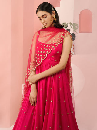 Ease-Pink Embroidered Anarkali Set-INDIASPOPUP.COM