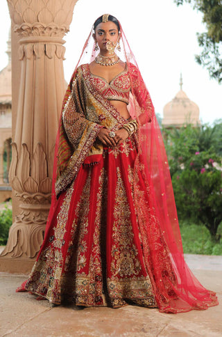 Red Yashvi Bridal Lehenga Set
