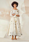 Kharakapas-White Bee Printed Dress-INDIASPOPUP.COM