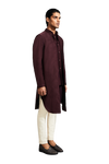 Kunal Rawal-Wine Corded Mock Layered Deconstructed Set-INDIASPOPUP.COM