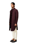 Kunal Rawal-Wine Corded Mock Layered Deconstructed Set-INDIASPOPUP.COM