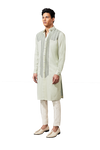 Kunal Rawal-Mint Yoke Chevron Highlighted Kurta-INDIASPOPUP.COM