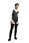 Kunal Rawal-Vanilla & Black Broken Heart Patch Kurta-INDIASPOPUP.COM