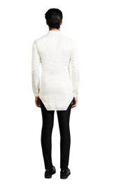 Kunal Rawal-Vanilla & Black Broken Heart Patch Kurta-INDIASPOPUP.COM