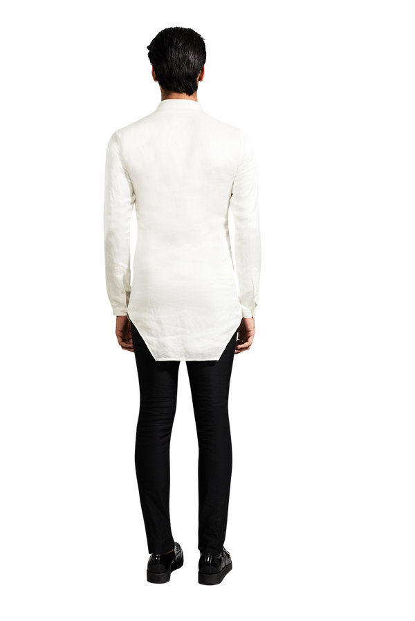 Kunal Rawal-Vanilla & Black Broken Heart Patch Kurta-INDIASPOPUP.COM