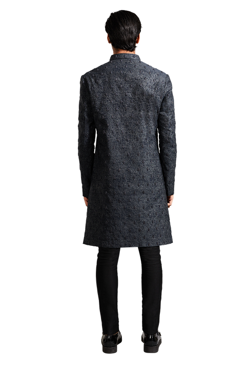 Kunal Rawal-Navy Texture Fire Jacket-INDIASPOPUP.COM