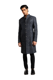 Kunal Rawal-Navy Texture Fire Jacket-INDIASPOPUP.COM