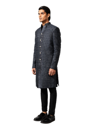 Kunal Rawal-Navy Texture Fire Jacket-INDIASPOPUP.COM