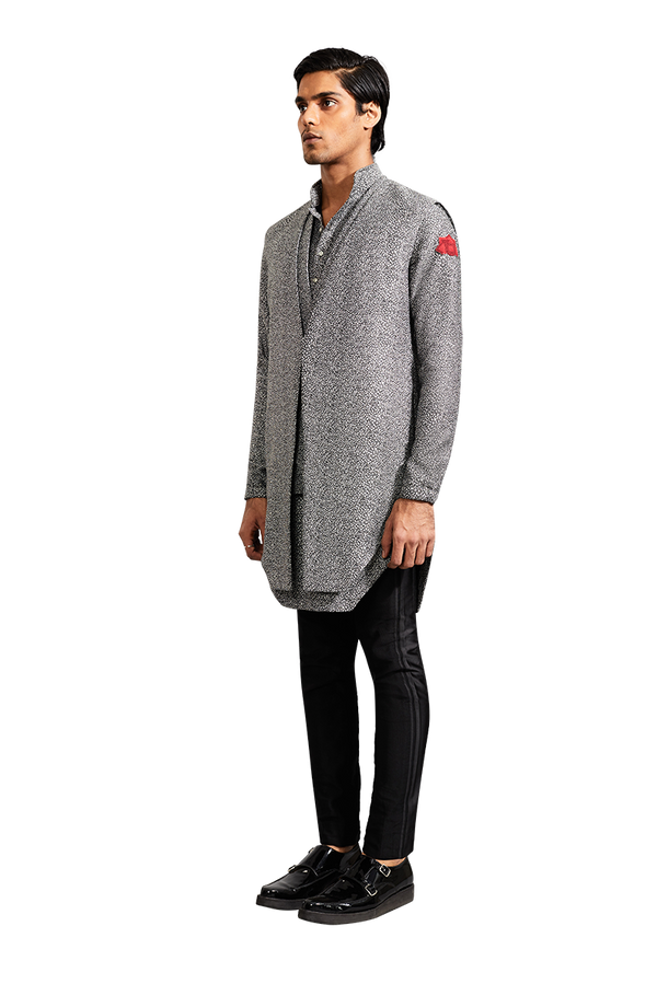 Kunal Rawal-Black & Grey Texture Overlap Koti-INDIASPOPUP.COM
