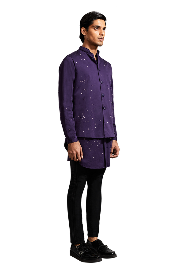 Kunal Rawal-Purple Splatter Kurta-INDIASPOPUP.COM