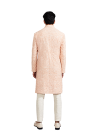 Kunal Rawal-Peach Wheat Grass Salli Sherwani-INDIASPOPUP.COM