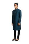 Kunal Rawal-Teal Y Highlighted Jacket-INDIASPOPUP.COM
