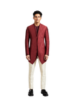 Kunal Rawal-Maroon Knotted Jap Layer Jacket-INDIASPOPUP.COM