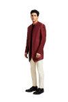 Kunal Rawal-Maroon Knotted Jap Layer Jacket-INDIASPOPUP.COM