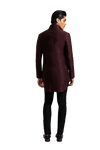 Kunal Rawal-Wine Corded High Collar Jacket-INDIASPOPUP.COM