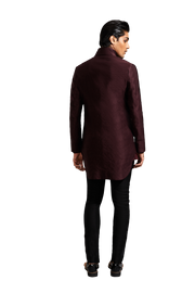 Kunal Rawal-Wine Corded High Collar Jacket-INDIASPOPUP.COM