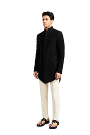Kunal Rawal-Black Tally Knotted Zipper Jacket-INDIASPOPUP.COM