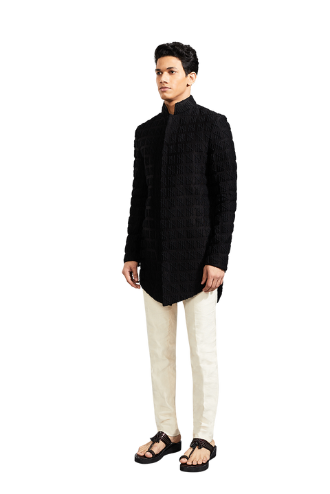 Kunal Rawal-Black Tally Knotted Zipper Jacket-INDIASPOPUP.COM