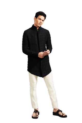 Kunal Rawal-Black Tally Knotted Zipper Jacket-INDIASPOPUP.COM