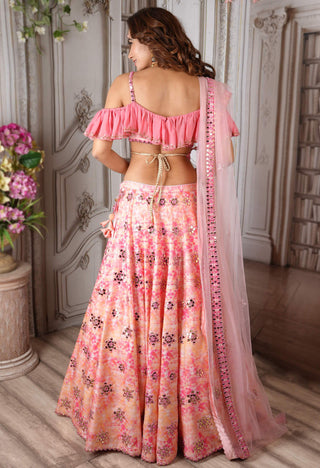 Archana Kochhar-Pink Tie Dye Lehenga Set-INDIASPOPUP.COM