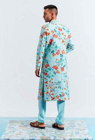 Mahima Mahajan-Blue Embroidered Sherwani Set-INDIASPOPUP.COM