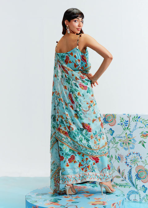 Mahima Mahajan-Blue Embroidered Choga Set-INDIASPOPUP.COM