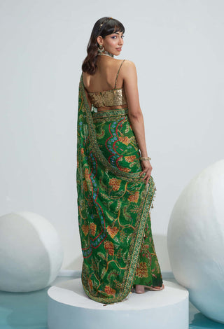 Mahima Mahajan-Green Embroidered Saree With Blouse-INDIASPOPUP.COM