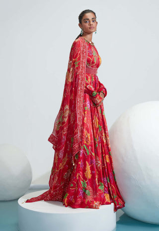 Mahima Mahajan-Red Embroidered Anarkali Set-INDIASPOPUP.COM