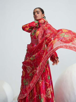 Mahima Mahajan-Red Embroidered Anarkali Set-INDIASPOPUP.COM