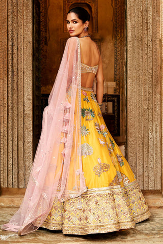 Matsya-Yellow Pichwai Mehendi Lehenga Set-INDIASPOPUP.COM