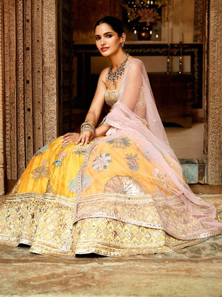 Matsya-Yellow Pichwai Mehendi Lehenga Set-INDIASPOPUP.COM