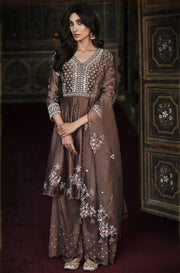 Matsya-Brown Silk Sharara Set-INDIASPOPUP.COM