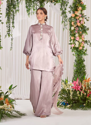 Nidhika Shekhar-Purple Satin Kurta And Pant-INDIASPOPUP.COM