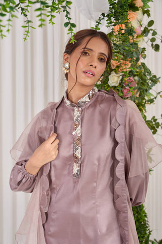 Nidhika Shekhar-Purple Satin Kurta And Pant-INDIASPOPUP.COM