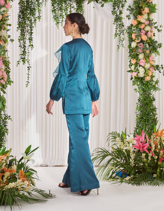 Nidhika Shekhar-Teal Blue Kurta And Pant Set-INDIASPOPUP.COM