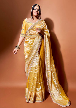 Haldi Yellow Sunaina Saree With Blouse