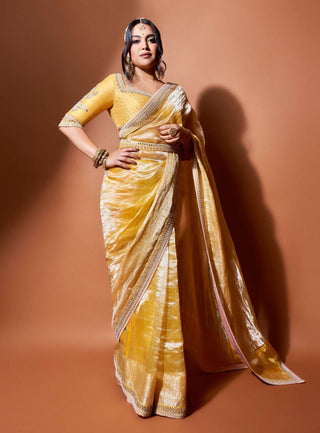 Haldi Yellow Sunaina Saree With Blouse