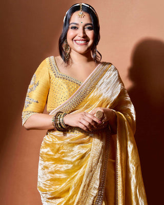 Haldi Yellow Sunaina Saree With Blouse