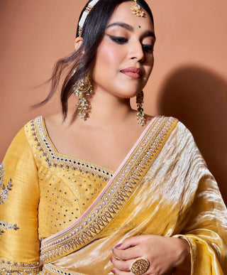 Haldi Yellow Sunaina Saree With Blouse