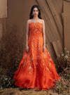 Orange Organza Skirt With Embroidered Top