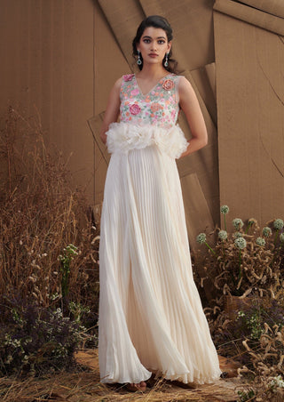 Ivory Pleated Gown