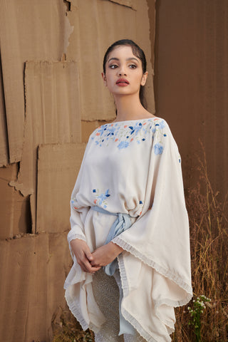 Embroidered Georgette Kaftan Top