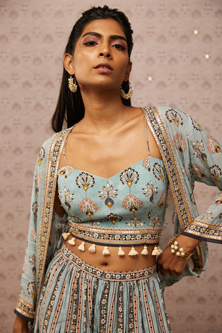 Soup By Sougat Paul-Beige Sarouk Embroidered Top With Jacket And Bottom-INDIASPOPUP.COM