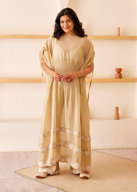 The Right Cut-Beige Madonna Kaftaan With Trouser-INDIASPOPUP.COM