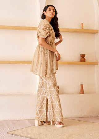 The Right Cut-Beige Anna Top With Pants-INDIASPOPUP.COM