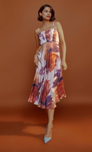 Advait-Multicolor Wind Pleated Dress-INDIASPOPUP.COM