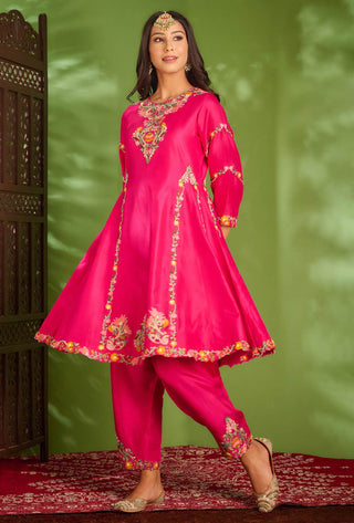 Aman Takyar-Hot Pink Embroidered Kurta Set-INDIASPOPUP.COM